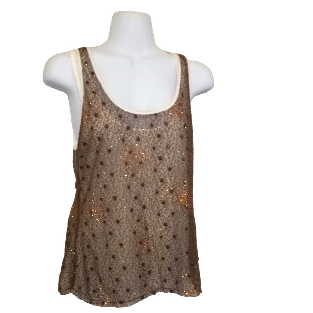 Blue Angels Brown Sequined 2pc Tank Top Size Large  NEW